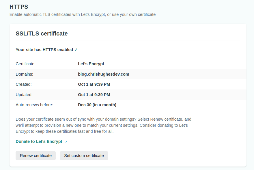 HTTPS settings in Netlify